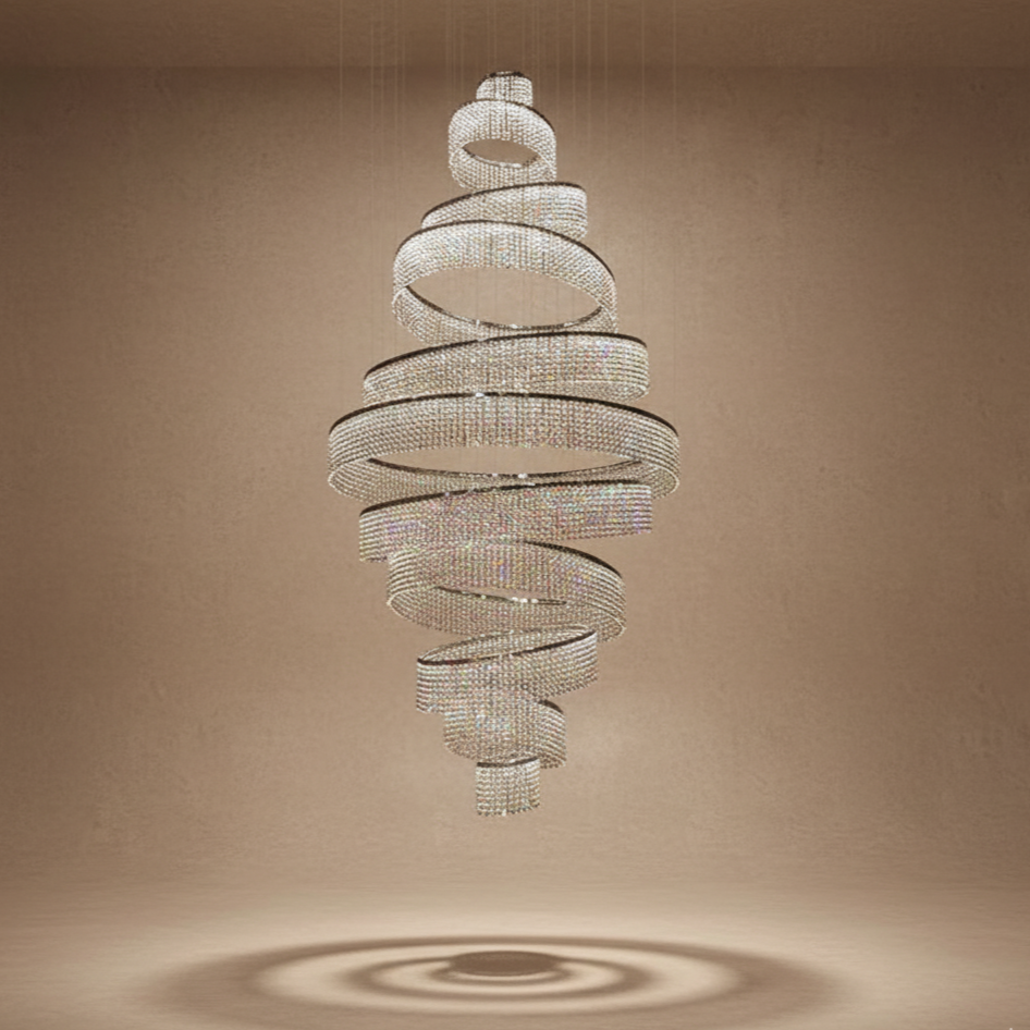 Lustre cristal LED spirale moderne