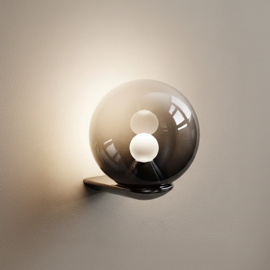 Applique murale Luce Viva en verre fumé