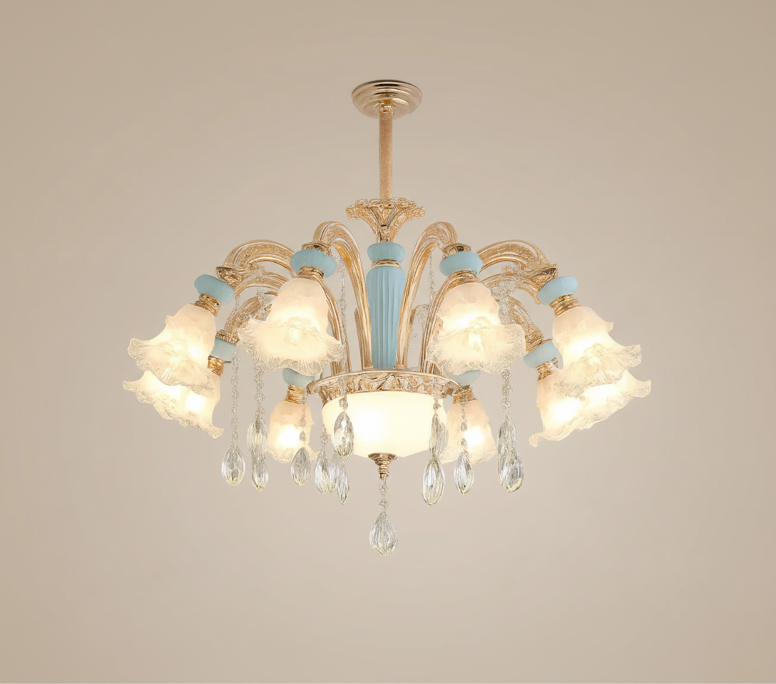 Lustre européen en cristal et céramique