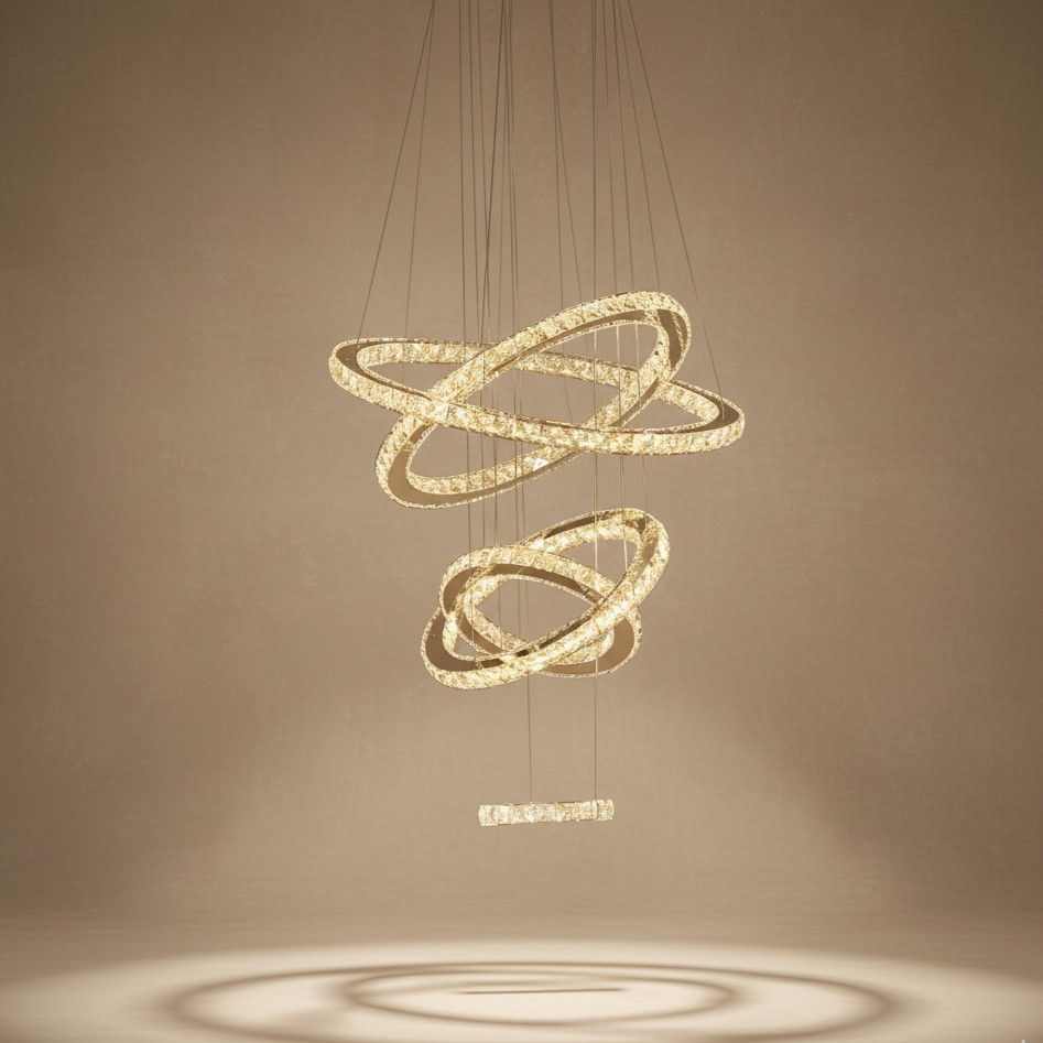 Lustre spiralé cristal doré design