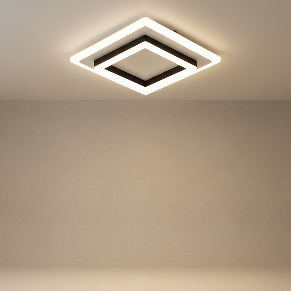 Plafonnier LED carré moderne blanc froid