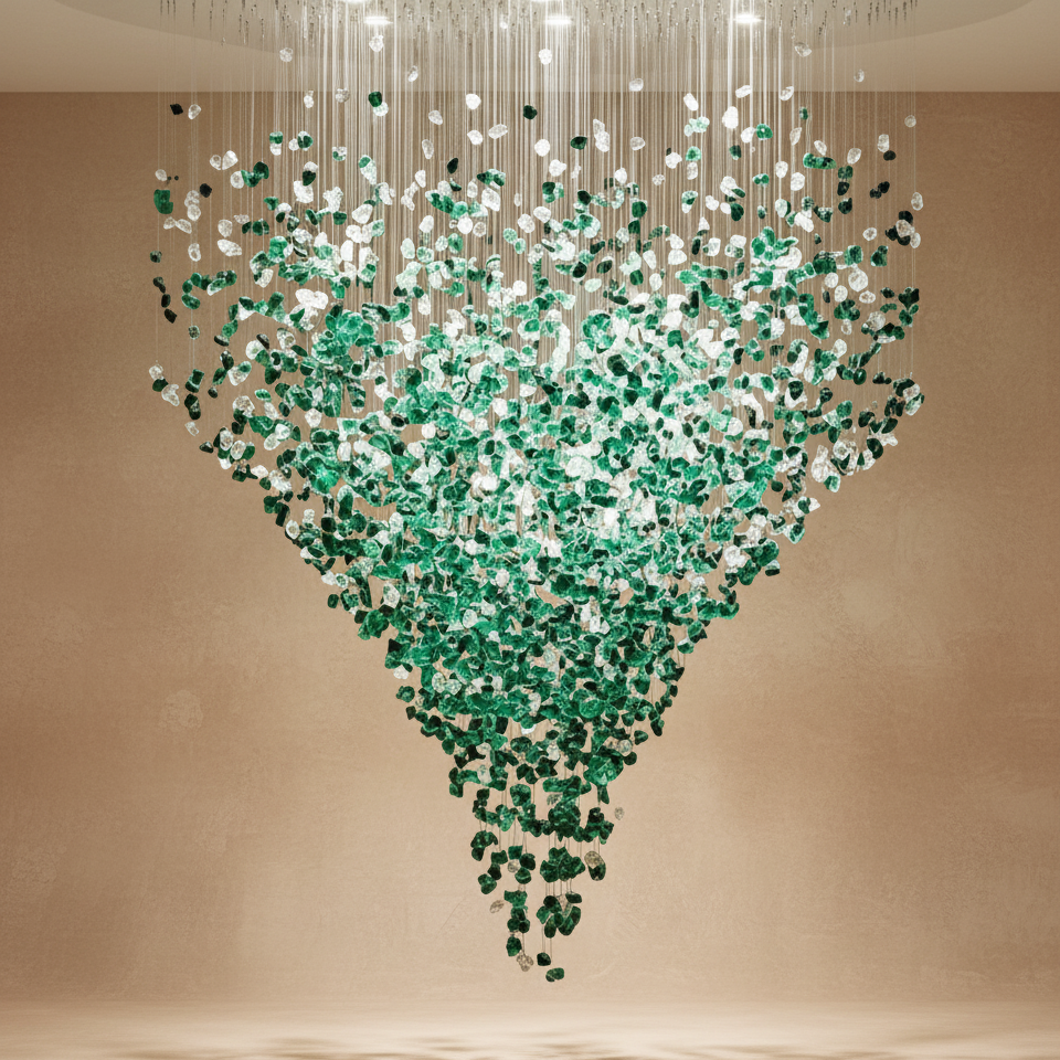 Lustre cristal suspendu design émeraude