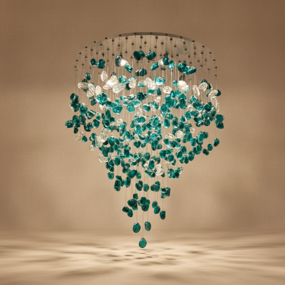 Lustre cristal suspendu design émeraude