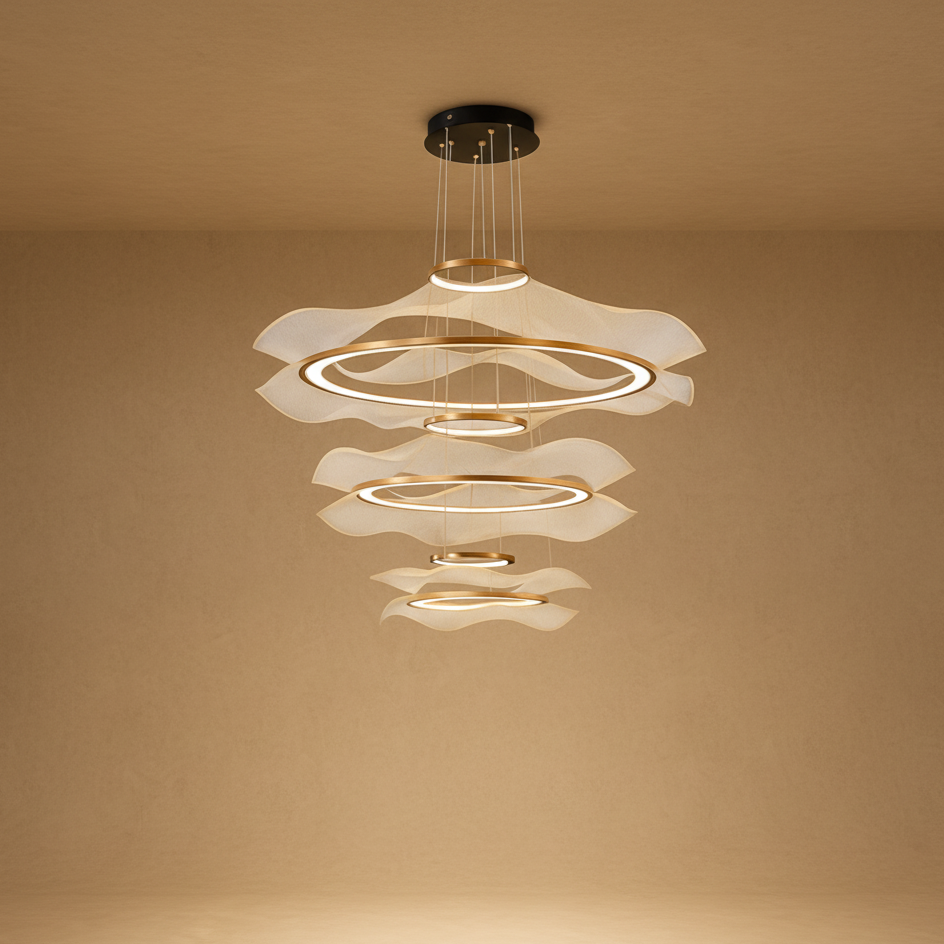 Lustre LED suspendu design ondulé