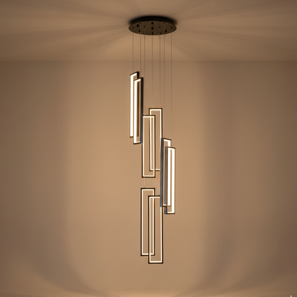 Lustre suspendu moderne escalier