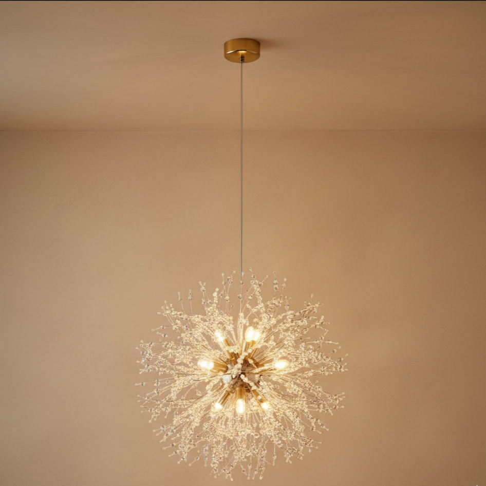 Lustre contemporain aluminium et cristal
