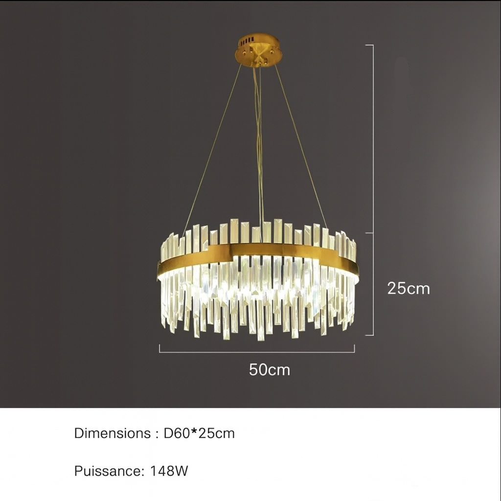 Lustre cristal doré moderne