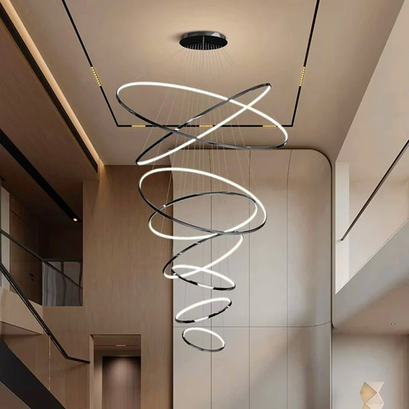 Lustre LED suspendu moderne anneaux design
