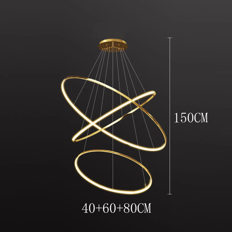 Lustre LED suspendu moderne anneaux design