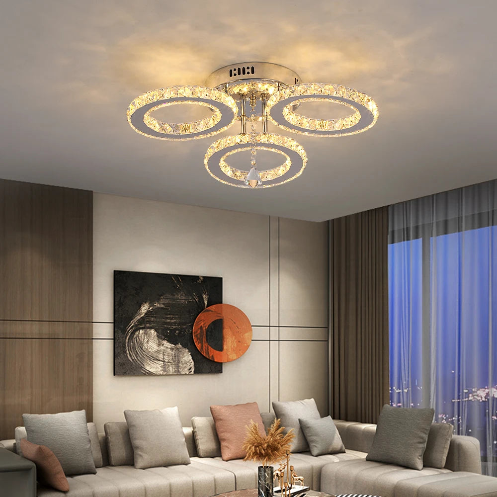 Plafonnier LED cristal moderne télécommande