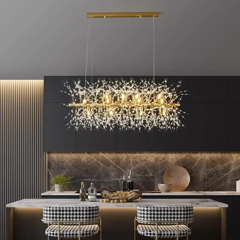 Lustre contemporain aluminium et cristal