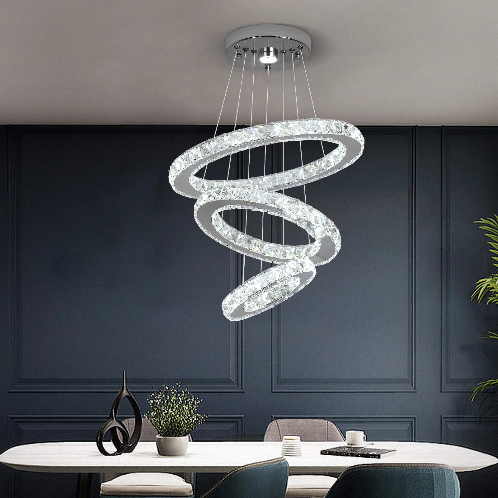 Lustre spiralé cristal doré design
