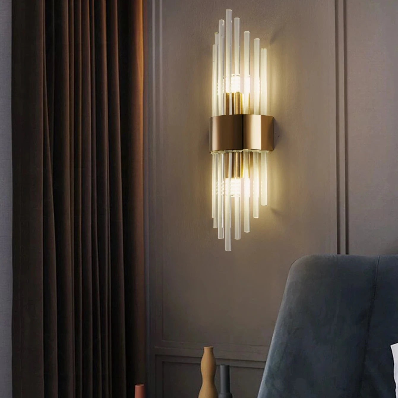 Applique murale cristal doré moderne