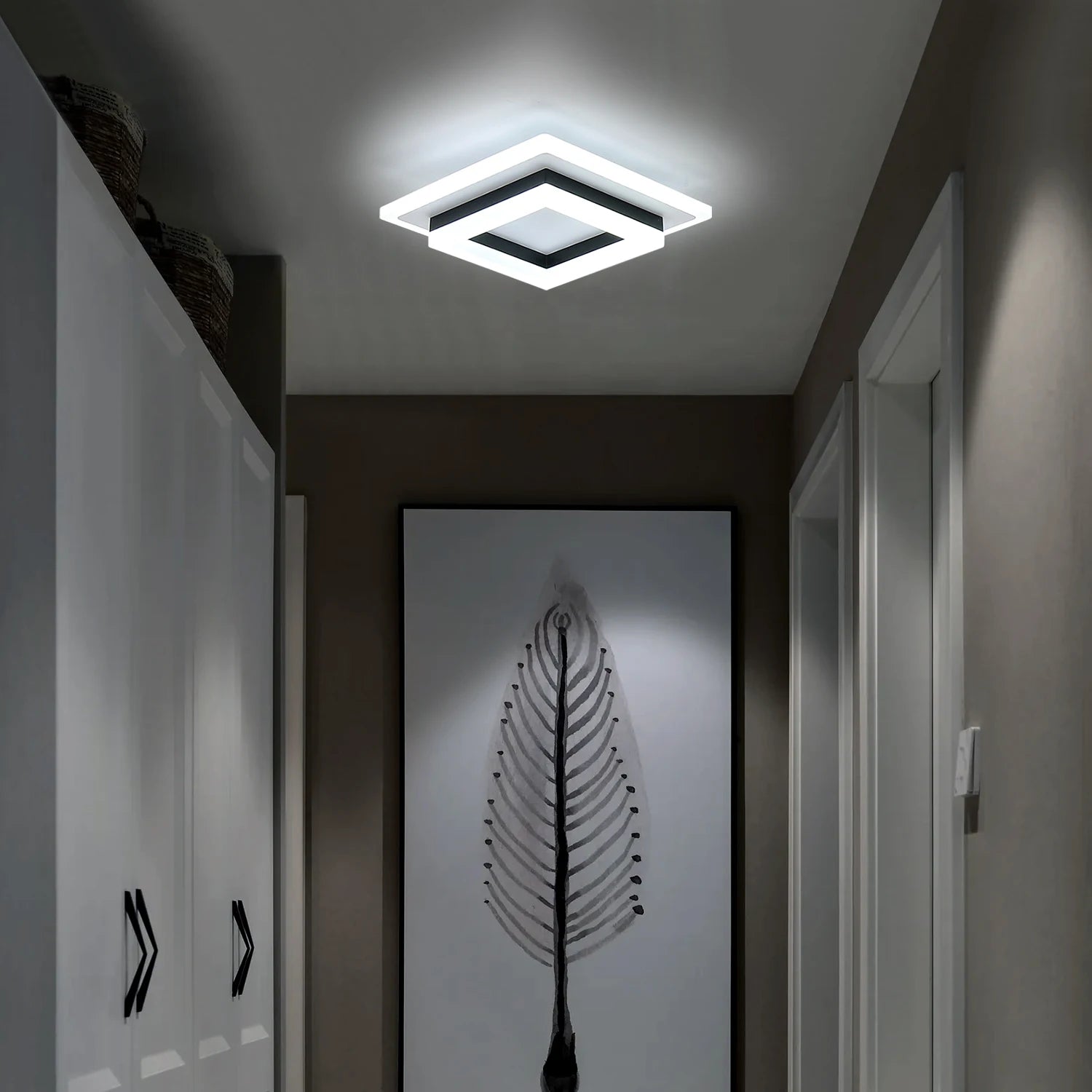 Plafonnier LED carré moderne blanc froid