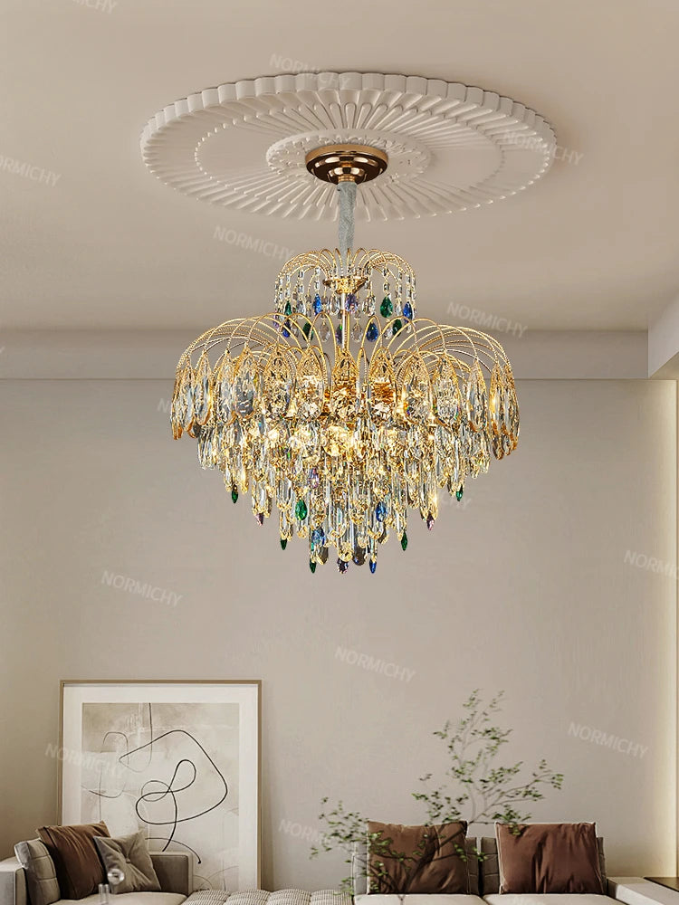 Lustre cristal luxe doré