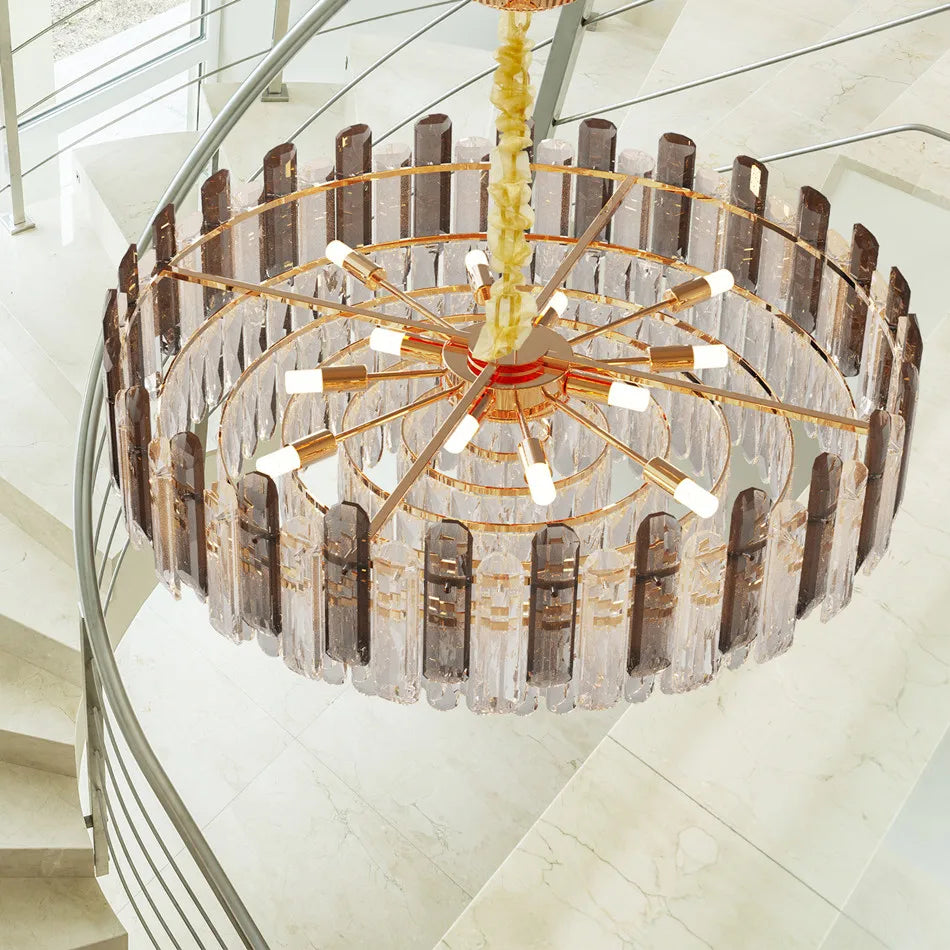 Lustre rond cristal fumé LED