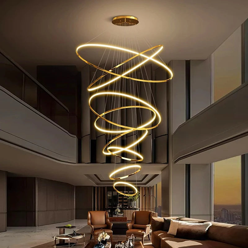 Lustre LED suspendu moderne anneaux design