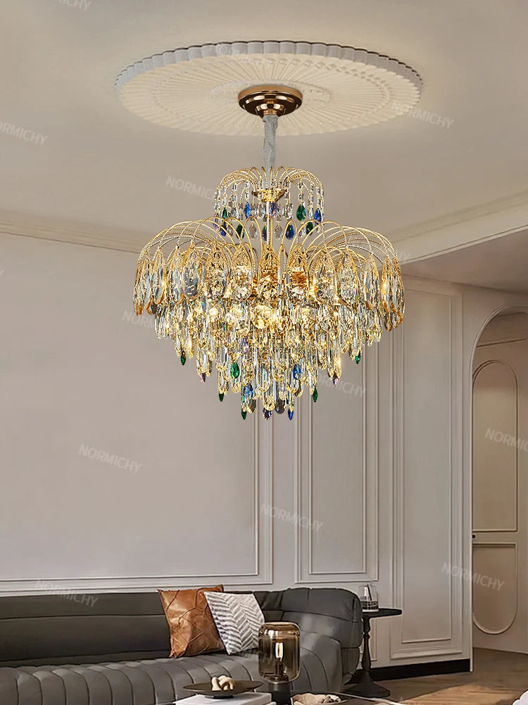 Lustre cristal luxe doré
