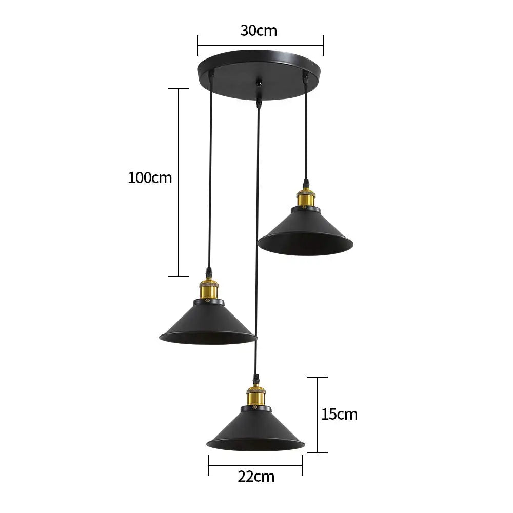 Suspension industrielle noire vintage