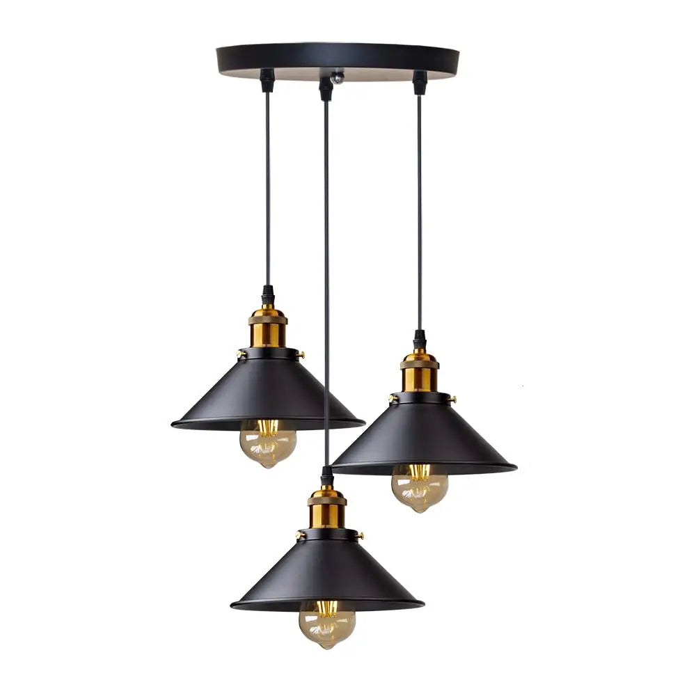 Suspension industrielle noire vintage