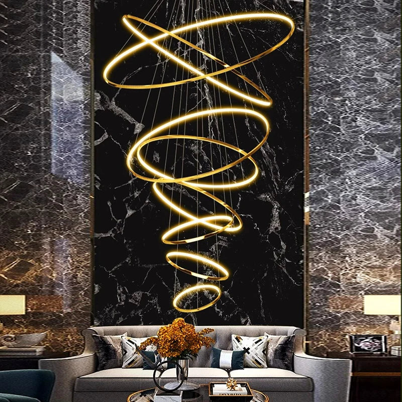 Lustre LED suspendu moderne anneaux design