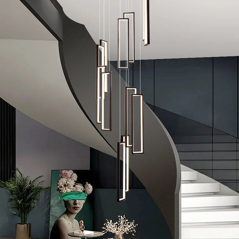 Lustre suspendu moderne escalier