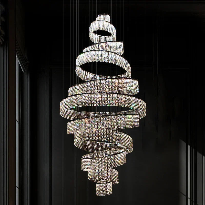 Lustre cristal LED spirale moderne