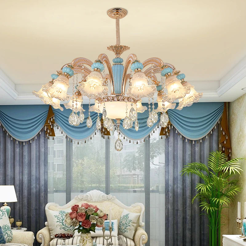 Lustre européen en cristal et céramique