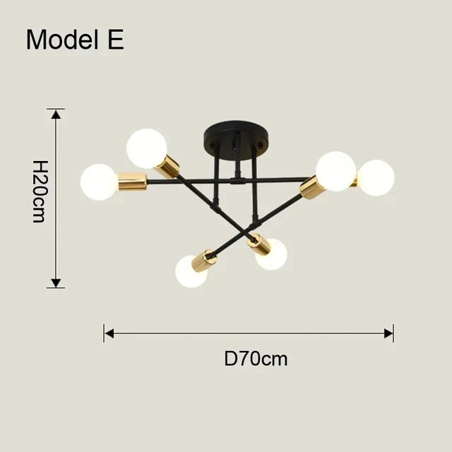 Plafonnier LED minimaliste 6 lumières