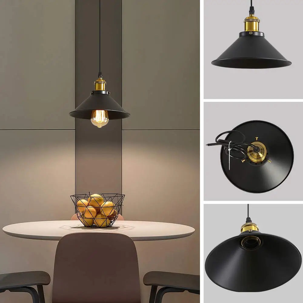 Suspension industrielle noire vintage