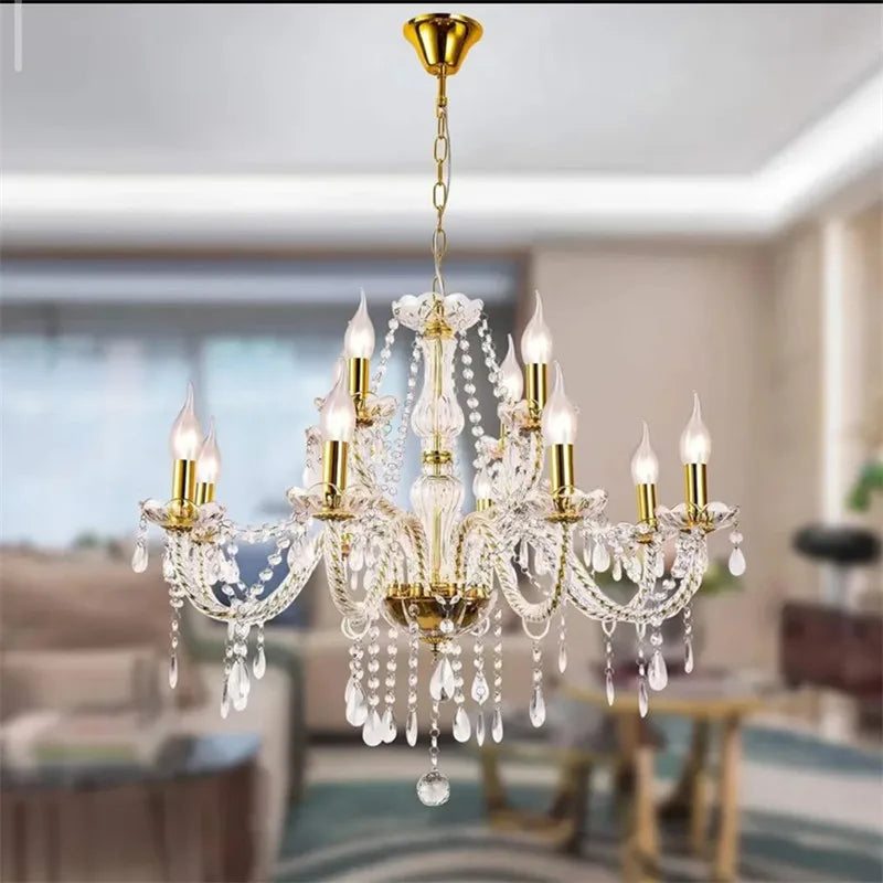Lustre cristal doré classique