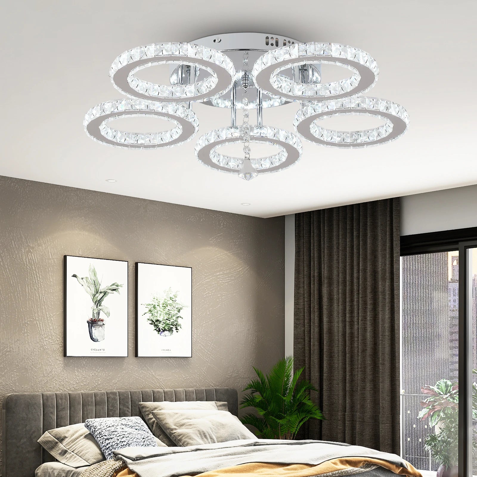 Plafonnier LED cristal moderne télécommande