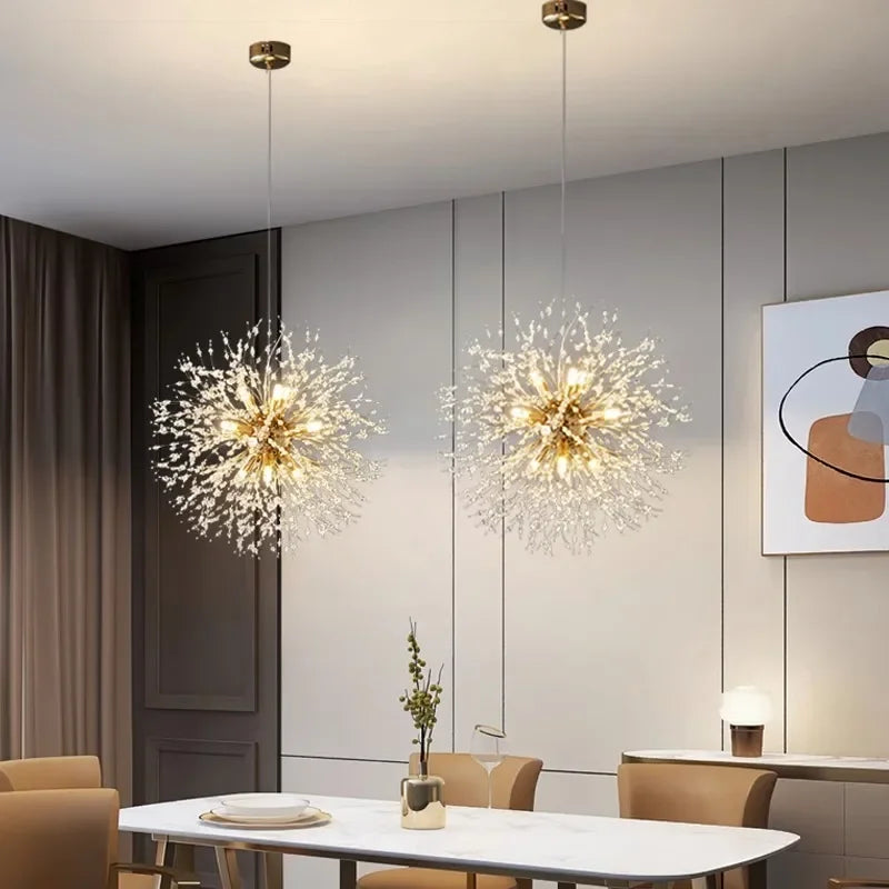 Lustre contemporain aluminium et cristal