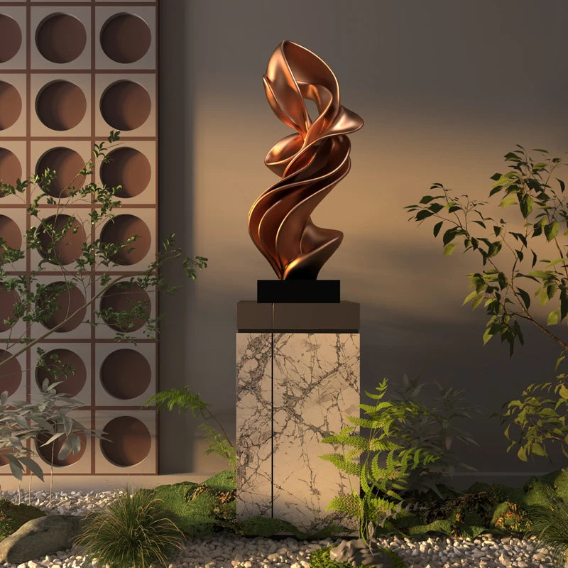 Sculpture abstraite moderne dorée