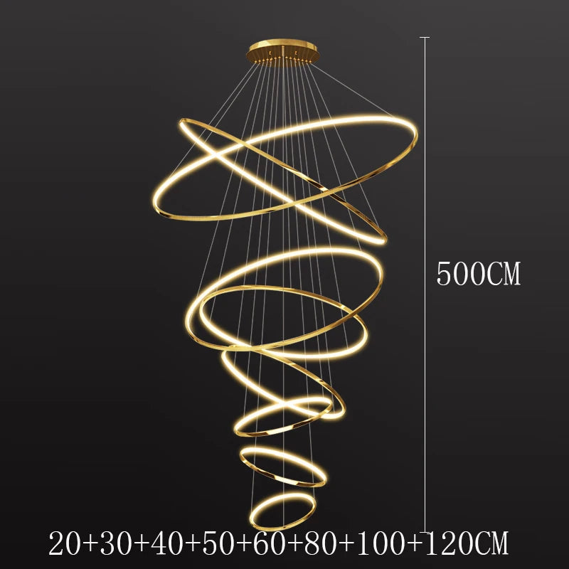 Lustre LED suspendu moderne anneaux design