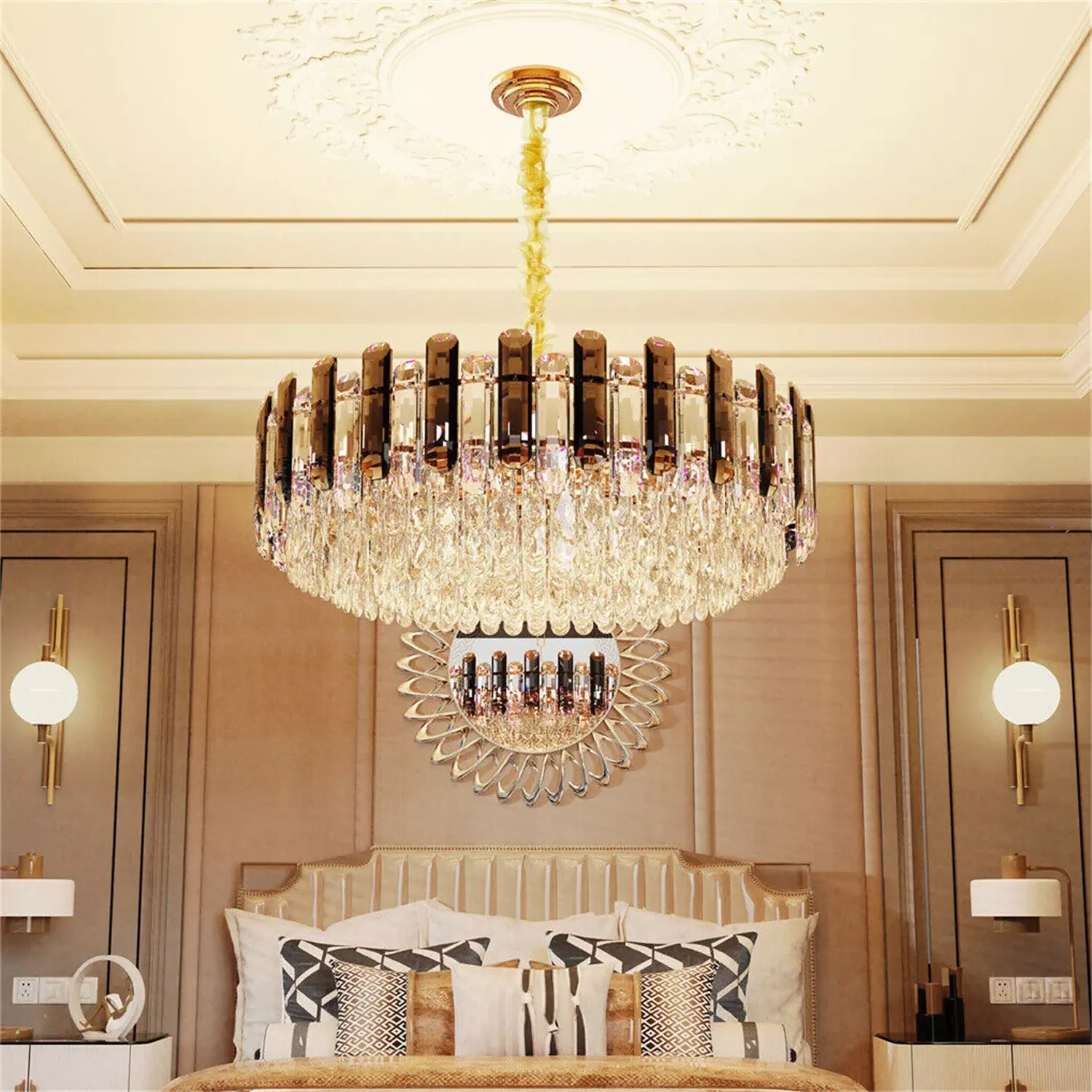 Lustre rond cristal fumé LED