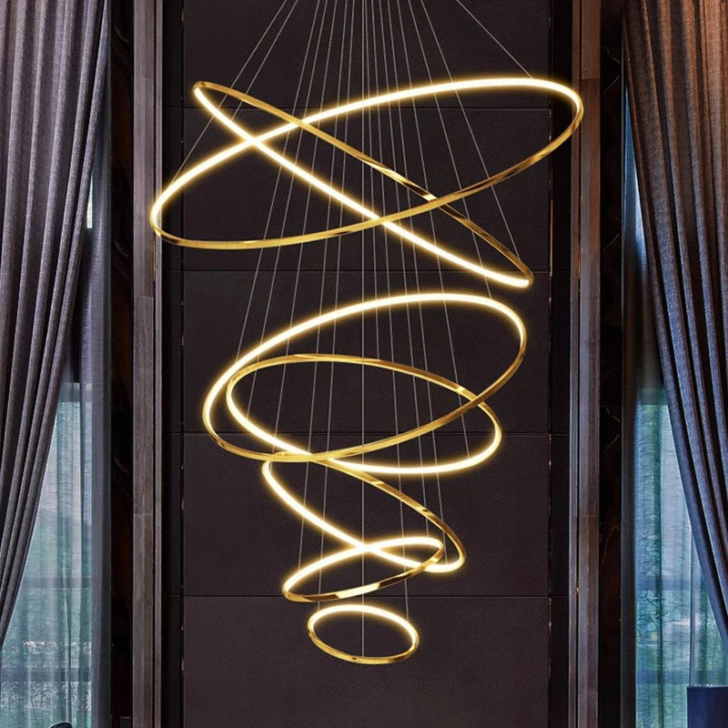 Lustre LED suspendu moderne anneaux design