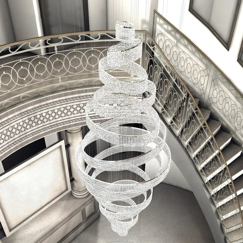 Lustre cristal LED spirale moderne
