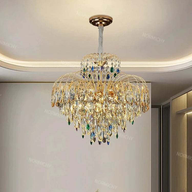 Lustre cristal luxe doré
